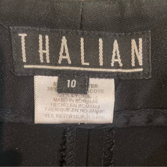 Thalian black wide leg work mid rise stretch flat front trouser size 10 - Picture 6 of 7